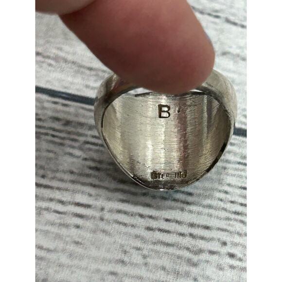 Vintage Navajo Sterling Silver Turquoise Native American Jewelry Ring Size 9.5 - Picture 8 of 9